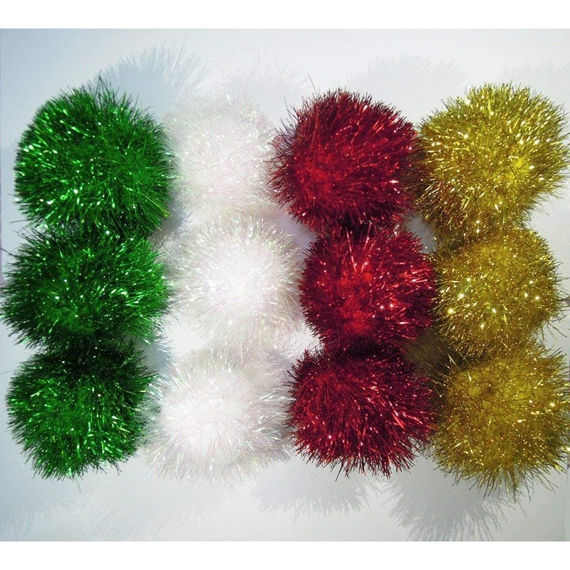 PETFAVORITES Bushy Sparkle Ball Cat Toy, Interactive Glitter Pom Pom