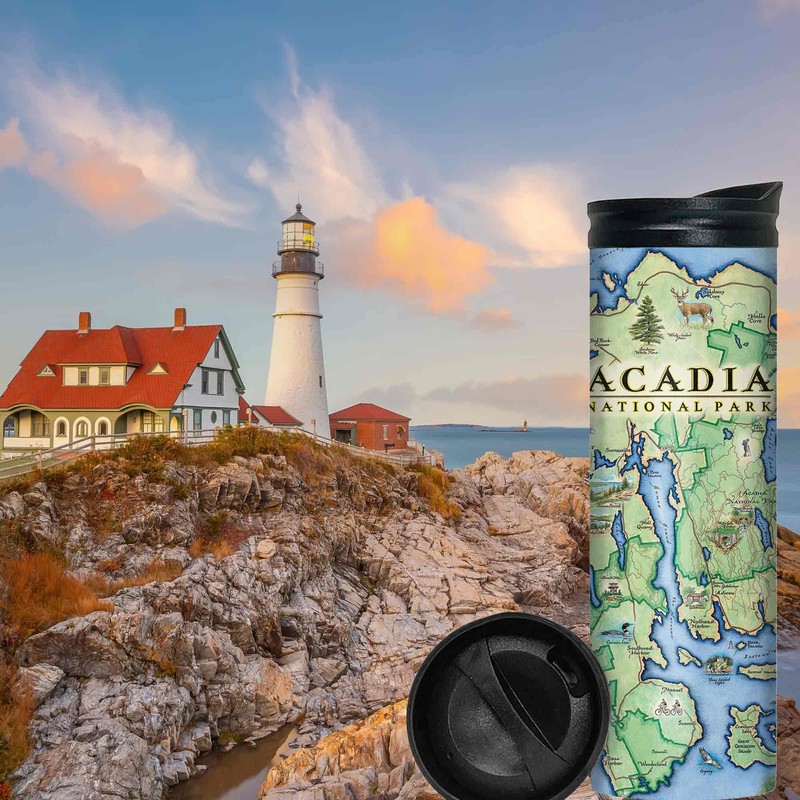 Xplorer Maps Acadia National Park Map 16 Oz Travel Drinkware