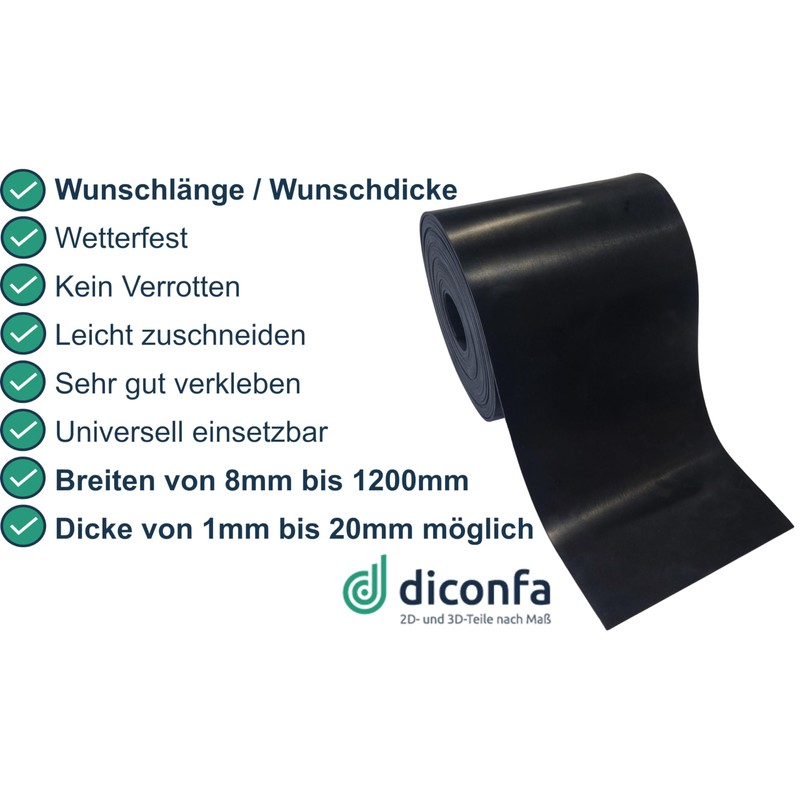 diconfa Rubber Strip Width 120 mm (12 cm) – Thickness
