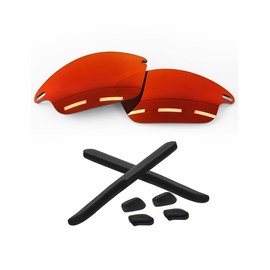 Forobb 1.6MM Polarized Replacement Lenses & Rubber Kits for Oakley Fast Jacket OO9097 Sunglasses - Torch Red - Polycarbonate Polarized