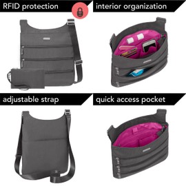 Baggallini Big Zipper Crossbody Travel Bag, Portobello, One Size