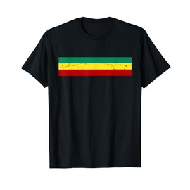 Rasta Flag Colors Stripe Shirt Reggae Jamaican Vintage T-Shirt