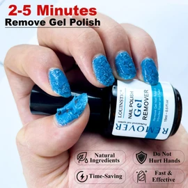 LOUINSTIC Gel Nail Polish Remover-2pcs Gel Polish Remover Kit with 100/180 & 600/3000 Grit Nail Files,2-5 Minutes Quick & Easy Gel Nail Polish Removal at Home, No Irritation,No Need to Soak or Wrap