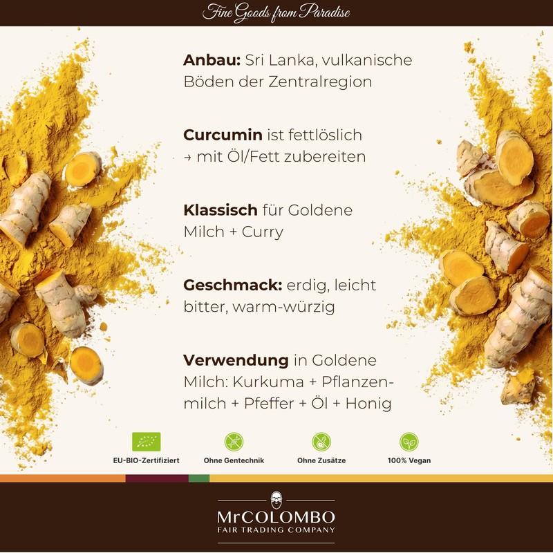 MrCOLOMBO Organic Turmeric Powder from Sri Lanka, Organic Curcuma Powder