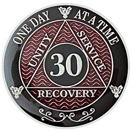 Simply Minimal AA 30 Year Silver Color Plated Recovery Coin, Alcoholics Anonymous Medallion
