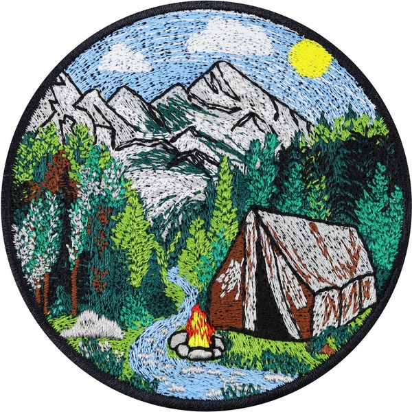 CAMPING Sew-On Alps Sticker Mountain Lovers Weatherproof Iron-On Patch Embroidered