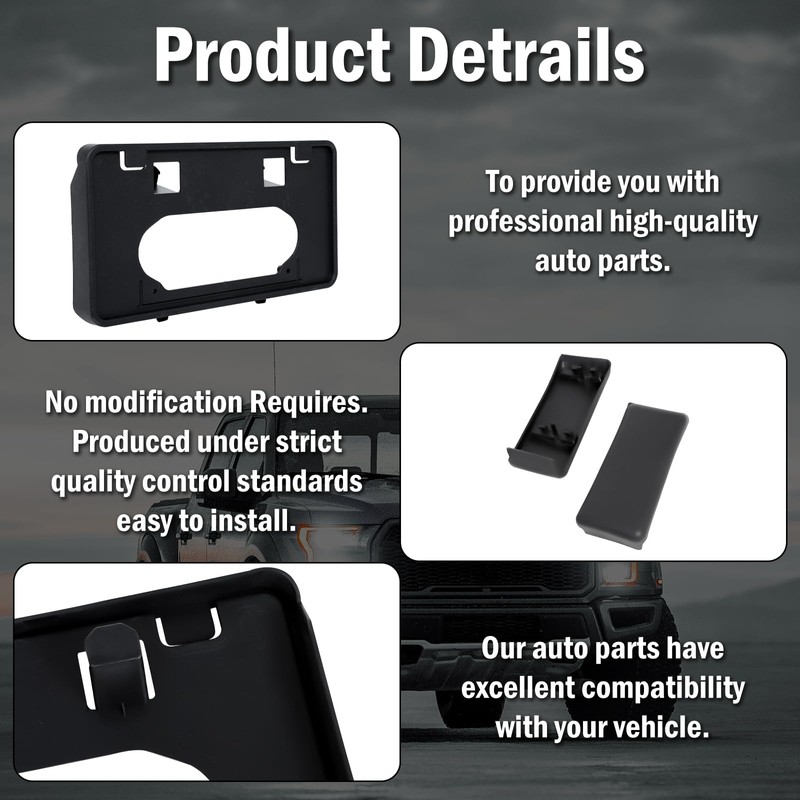Front Bumper Guards Pads & License Plate Frame Bracket Set