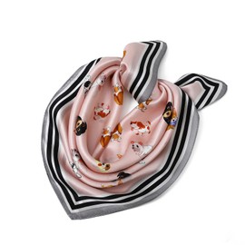 STARWHISPER 100% Real Mulberry Silk Scarf -21''x 21''-Lightweight Small Square Neckerchief Hair Scarf for Sleeping (Pink Puppy)