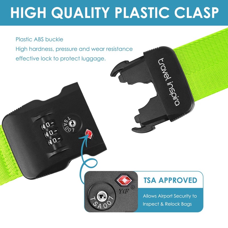 Travel Inspira Luggage Straps with TSA Combination Lock - Adjustable,
