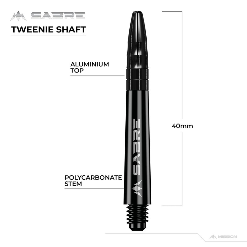 Mission Darts Sabre Shafts | Durable Black Polycarbonate Stems with
