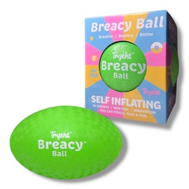 Tryeht Self Inflating Ball 5", Rubber New Feel Breacy Ball, Hi Bouncy, Never Need Pump, Green, Playground Balls, Handball, Dodgeballs, Picnic, Square and School Perfect All Ages Play in and Outdoor