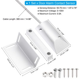 PATIKIL N.C. Wired Alarm Magnetic Garage Door, Heavy Duty Alarm Switch Sensor with Adjustable Bracket for Roller Shutter Grey