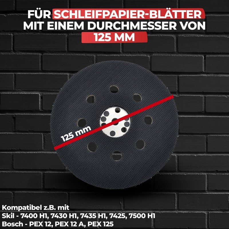 RIKAMA® Sanding Disc, Diameter 125 mm, Velcro, Suitable for Bosch/Skil,