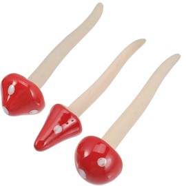 Yardwe Pack of 3 Ceramic Mushroom Figurine Garden Decoration Fairy Red Mushrooms Statue Ornament for Micro Landscape Flower Pot Craft Garden Pots Decoration