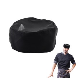 Chef Hat,Adjustable Cooking Cap Mesh Top Skull Hat Chefs for Men Women Professional Bakers Hat Breathable Flat Top Cap Unisex Hair Cover Black Chef Hat for Chefs Baking Cooking Home Kitchen Restaurant