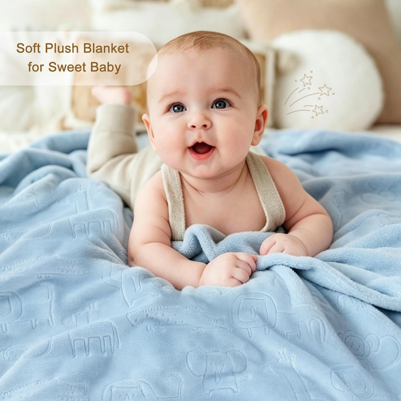 BORITAR 4 PCS Baby Blankets, 3D Animal Fleece Blanket for