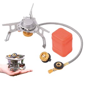 Windproof Camping Gas Stove, Portable Cooking Gas Stove with Adapter Converter for BBQ, Camping, Outdoors, Hiking, Fishing, and Trekking, Foldable and Convenient Backpacking Gas Stove, 3500W