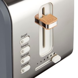 Swan Nordic Toaster 2 Slice with Extra Wide Slots for Bagels, Waffles, Breads, Cancel, Defrost and Bagel Function, 6 Brown Settings, Slate Grey (ST14610GRYN)