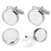 UUIOUOIUU Silver cufflinks Initial cufflinks for men shirts button covers