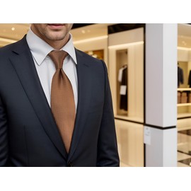 [S&W SHLAX&WING] Men's Necktie Brown Copper Formal Neck Tie Set with White Dots, 6cm x 147cm Necktie