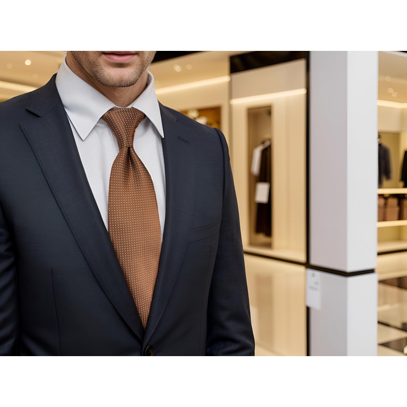 [S&W SHLAX&WING] Men's Necktie Brown Copper Formal Neck Tie Set