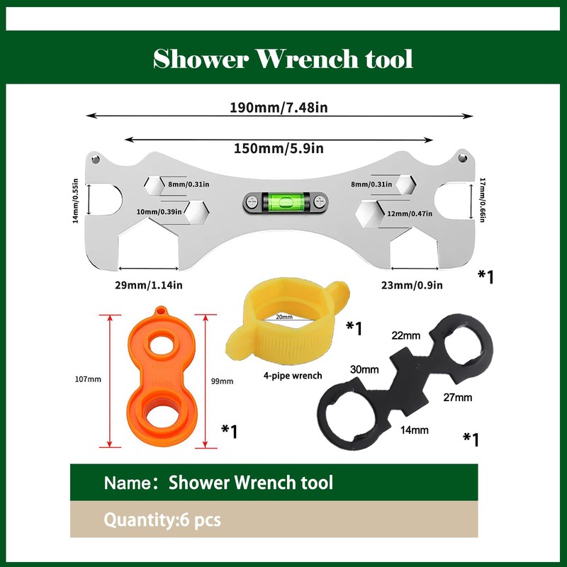 WYRGQIQN Shower Key Tool, Special Self Levelling Curved Angle Wrench,