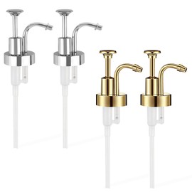 BangBoom 4 Pieces Coffee Syrup Pump, Skinny Syrup Pumps Fit Coffee Syrup Dispenser with 1.3" Dia, Bottle Pumps for Flavored Syrups Multiple Types of Bottles (Gold & Silver)