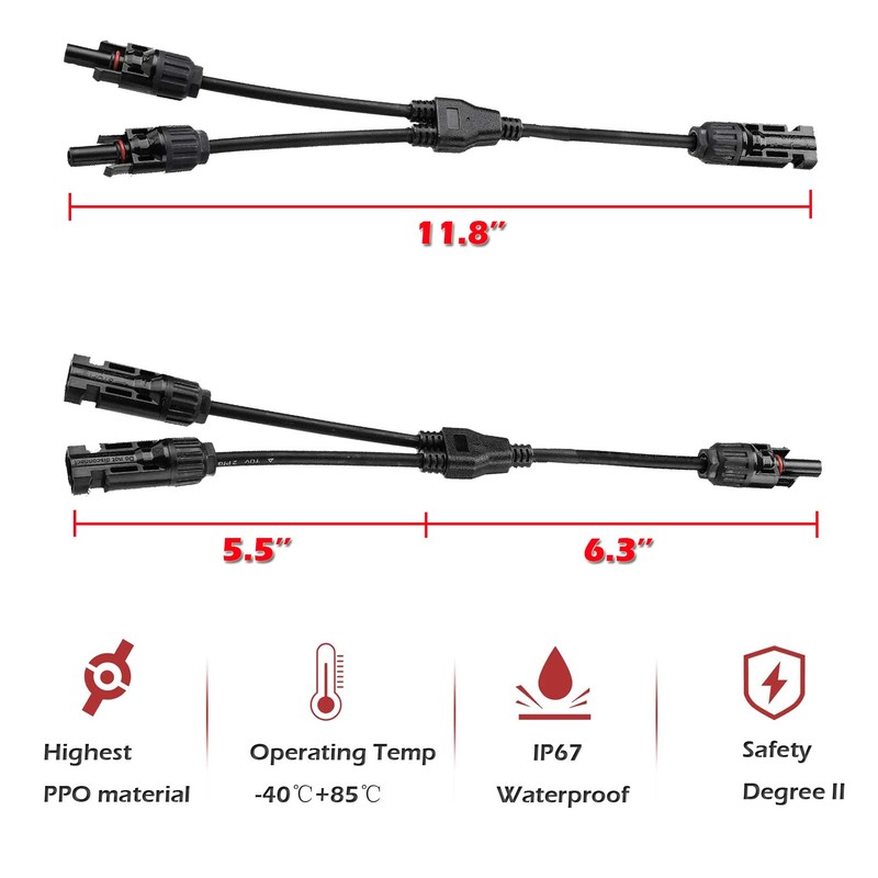 Y-Junction Parallel Connector Plug Solar PV Cable Solar Panel Cable