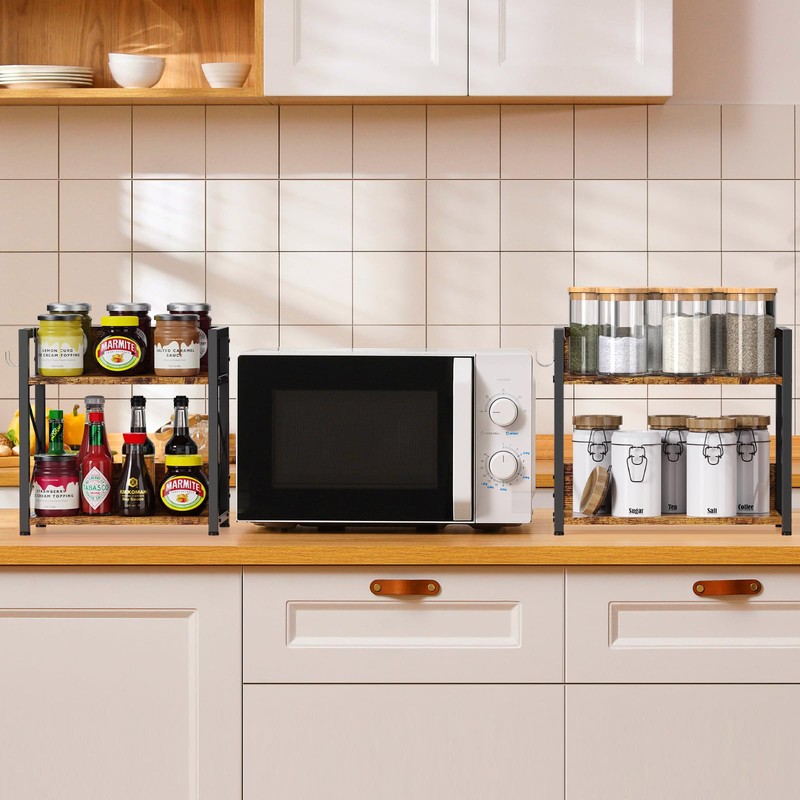 RUILALIFE Coffee-Bar-Station-Organizer Shelf for Countertop, 2 Tiers Kitchen Counter Shelf