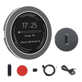 waveshare 3.4inch USB Monitor, PC Case Secondary Screen/Desktop RGB Ambient Screen, IPS Panel, 800×800 Resolution, with Music Spectrum Analysis Function, Type-C Interface, CNC Metal Case, Grey