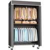 FUTASSI Black Clothing Rack with Dark Gray Cover, P1C Rolling