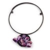 Avalaya Purple Shell Flower Flex Wire Necklace/ 40cm L/Adjustable