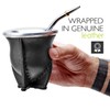 Leather Wrapped Handmade Mate Gourd Including Straw (Bombilla) (Black)
