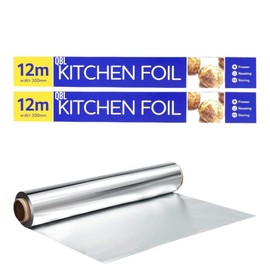 QBL® [ Pack of 2 ] Premium Quality Aluminium Kitchen Catering Tin Foil Roll 300mm x 12m [12"] for Restaurants Keep Food Fresh & Hot Long Time
