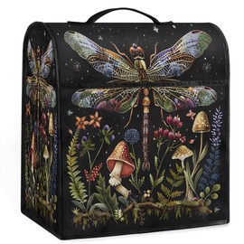 Kitchen Aid Mixer Cover Animal Dragonfly Flower Stand Mixer Cover Compatible with 6-8 Quarts Stand Mixers, Dust Covers with Zipper Pocket Foldable Washable Kitchen Aid Organizer Bag