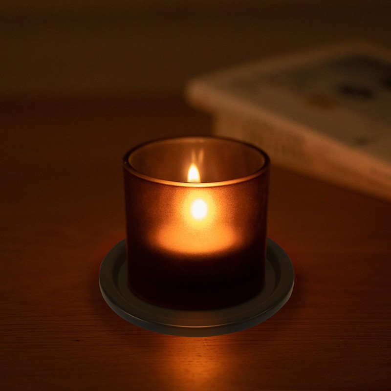 Black Iron Plate Candle Holder-Candle Plate for Pillar Candles, Elegant