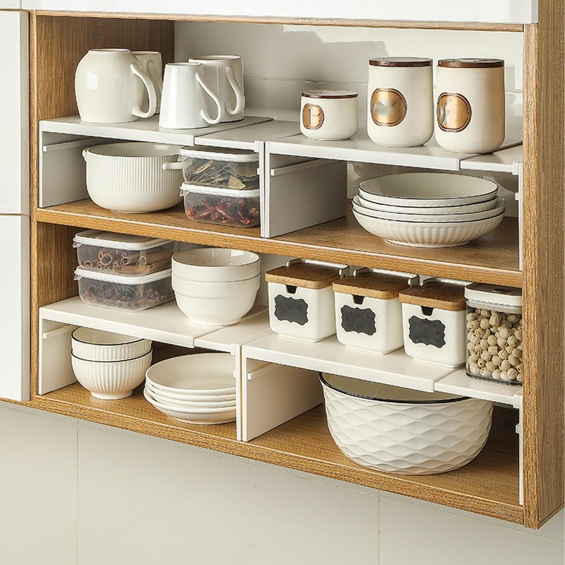 Cabinet Shelf Expandable Organizer Riser Storage Space Saver Stackable for