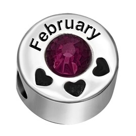 JMQJewelry Purple February Father Daughter Dog Cat Heart Birthstone Birthday Womens Bead Charm for Snake Chain Bracelets Girls Jewelry