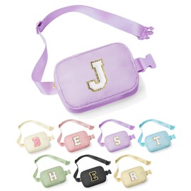YOOLIFE Purple Initial Crossbody Belt Bag for Women - Friendship Birthday Gift for Friends J