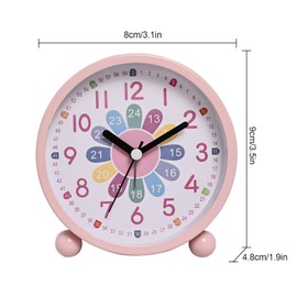 GDWD Wecker Kinder für Jungen Mädchen, Kinderwecker Digital Ohne Ticken, Lernwecker Lernuhr Weckuhr Kinderuhr Snooze Analog Lichtwecker, Quarzwecker mit Nachtlicht, Batteriebetrieben Weckuhr (Rosa)