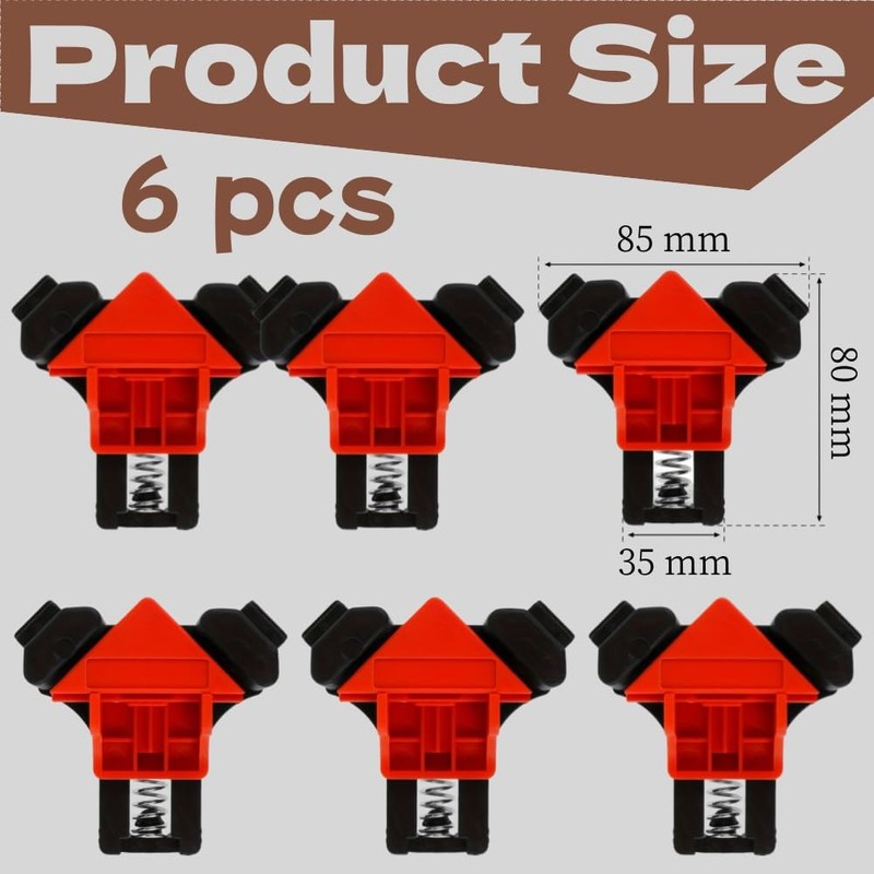 Winkelspanner,6pcs Eckenspanner Set,Eckspanner für Brettstärken,Positionierwinkel Eckenspanner,Winkelzwinge für Holzarbeiten,Engineering,Fotorahmen