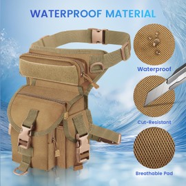 Metal Detecting Waist Bag, Drop Leg Bags, Waterproof Metal Detector Tool Bag, for Outdoor Metal Detector Accessory (Tan)