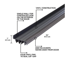 M-D Building Products 82586 36 in. Brown Vinyl Concealed Screw/Nail-on Under Door Seal