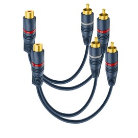 CEFOJQAO RCA Splitter 1 Female to 2 Male 2-Pack 0.65ft, RCA Y Adapter Dual Male to Single Female RCA Stereo Cable for Audio & Video Cable-Gold-Plated, Much Thicker, Flexible
