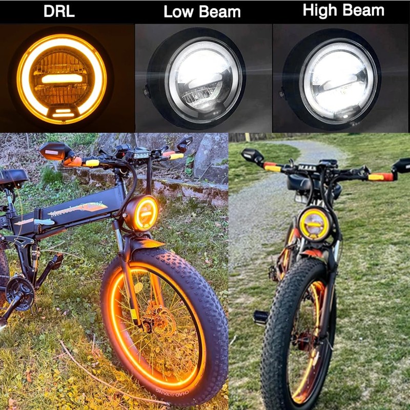 kucehiup 6.5 Inches Round Motorcycle LED Headlight with Brackets Assembly