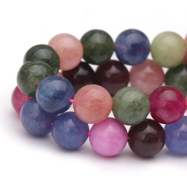 Youngbling Natural Gemstone Beads for Jewelry Making,8mm Tourmaline Polished Round Smooth Stone Beads,Genuine Real Stone Beads for Bracelet Necklace 15 Inch(Tourmaline,8mm)