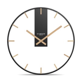 Cander Berlin ILVI Vintage Wall Clock Silent 33 cm Metal Wood without Ticking Noise Large Modern Black Living Room Kitchen