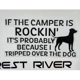Port City Designs Camper RV LG Decal -If the Camper Is Rockin' it's Because I Tripped Over the Dog