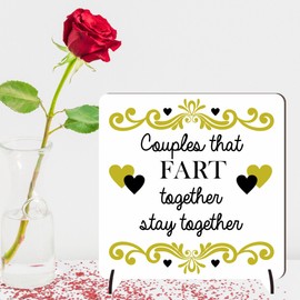 Romantic Love Plaque – Stay Together, Love You, True Love Designs – Freestanding MDF or Acrylic Square Plaque for Couples, Anniversary & Valentine’s Day Gifts (Stay Together, MDF Wood)