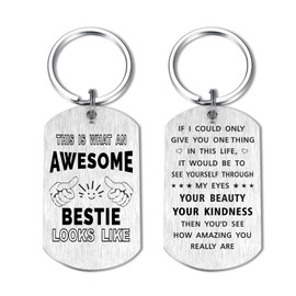 Yobent Bestie Gifts for Women, Awesome Bestie Best Friends Valentines Day Birthday Present for Female Friend, Unique Friendship Key Ring